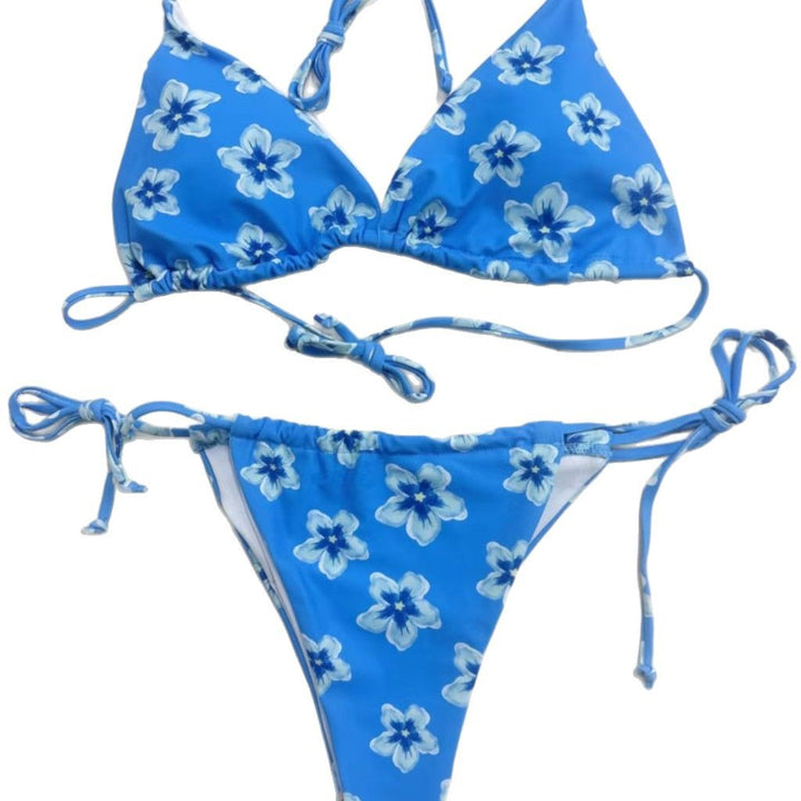 Damebikini med legende ternet mønster og friske frugtmotiver Stilla