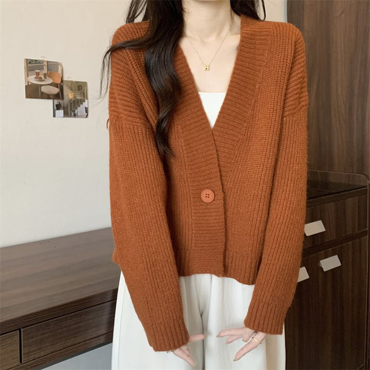Kvinder trendy cardigan med dyb V-hals og knaplukning Stilla