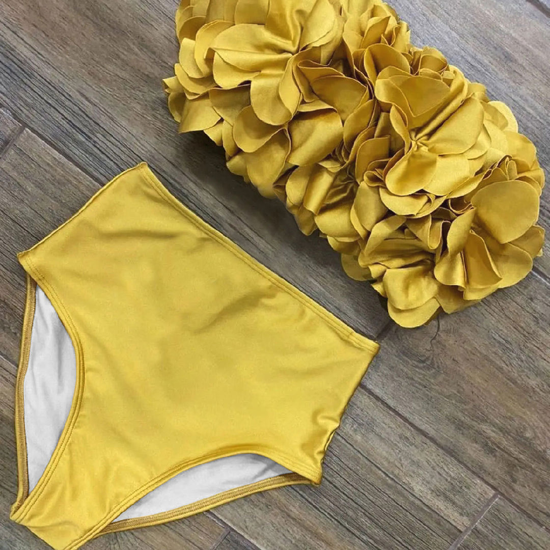 Dame Bikini-sæt med voluminøst blomstermønster og elegant høj talje-snit Stilla