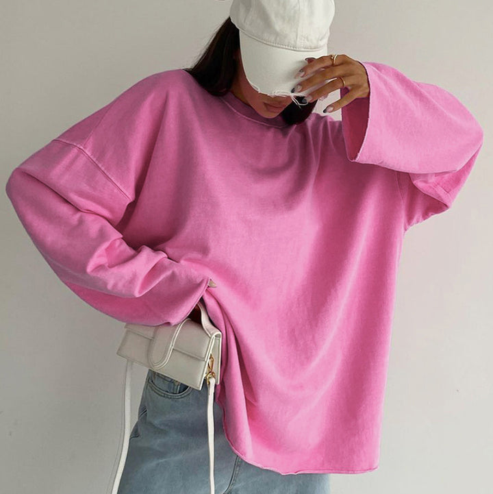 Dame Oversized Sweatshirt lavet af blød bomuldsblanding med elegant design Stilla