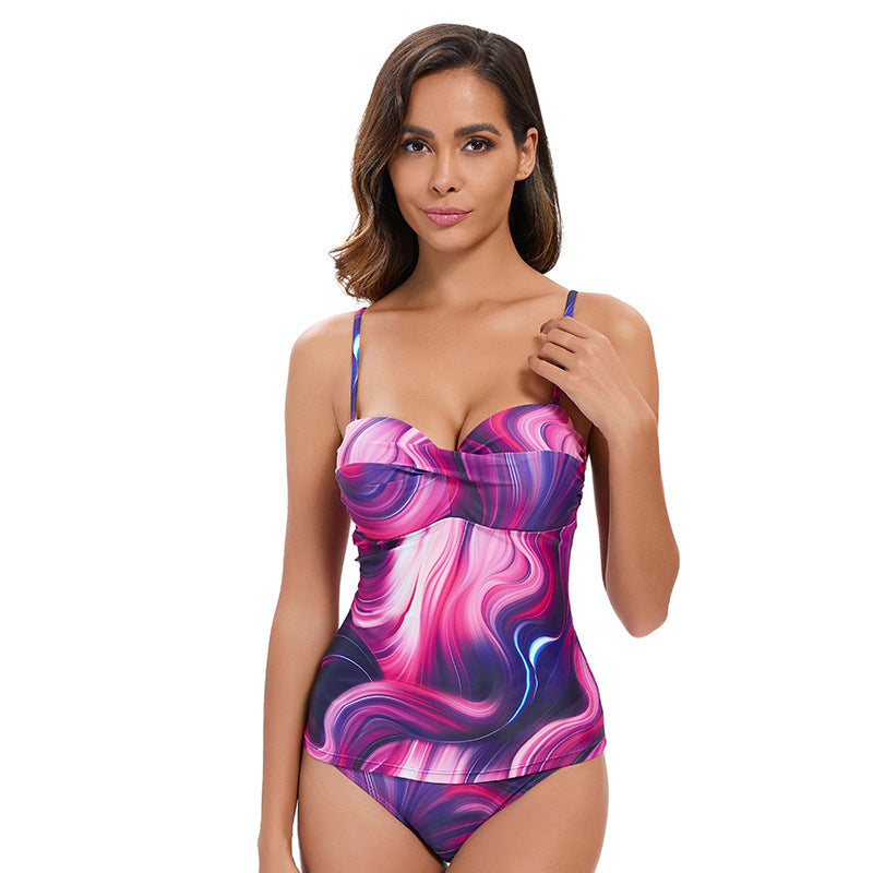 Dame Tankini-sæt med komfortabelt bustier-overdel og figursmigrende snit Stilla
