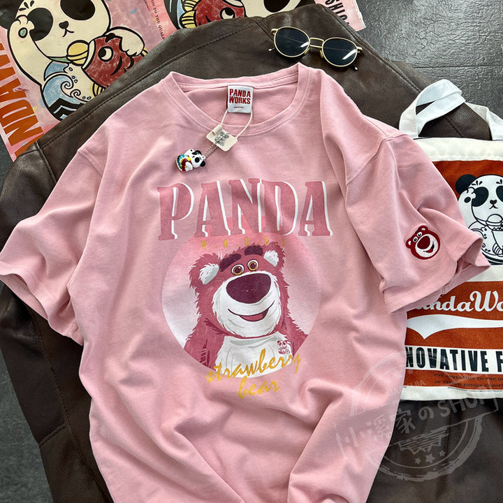 Dame T-shirt med kreativt panda-motiv og afslappet oversized-snit Stilla