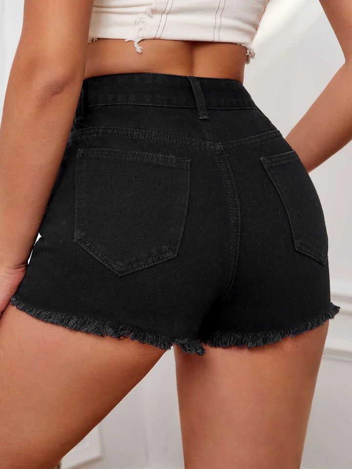 Dame mode Destroyed Denim-Shorts med afslappet pasform og høje revnedetaljer Stilla