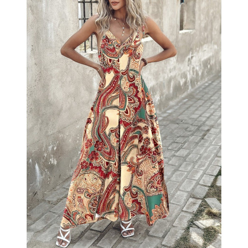 Kvinder Bohemian Paisley Print Maxi Kjole Stilla