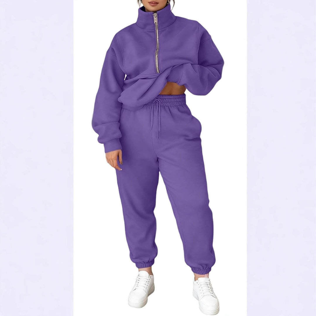 Kvinders hyggelige fleece pullover med høj krave og lynlås Stilla