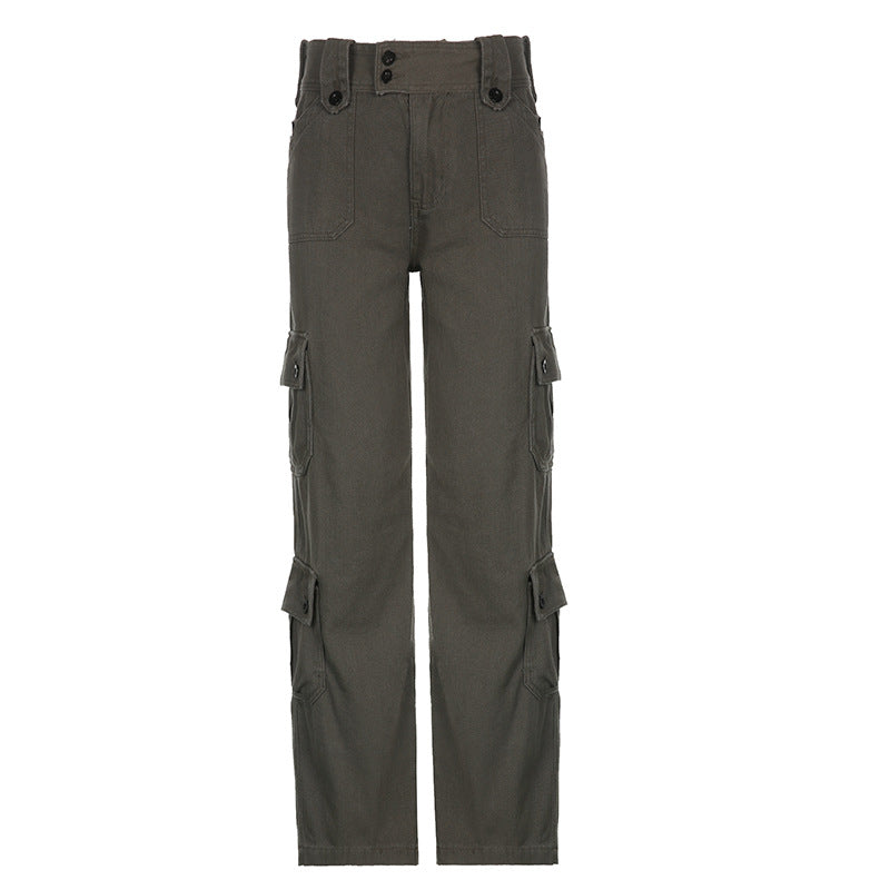 Damen Cargo-Hose mit praktischen Seitentaschen und hohem Bund Skovae