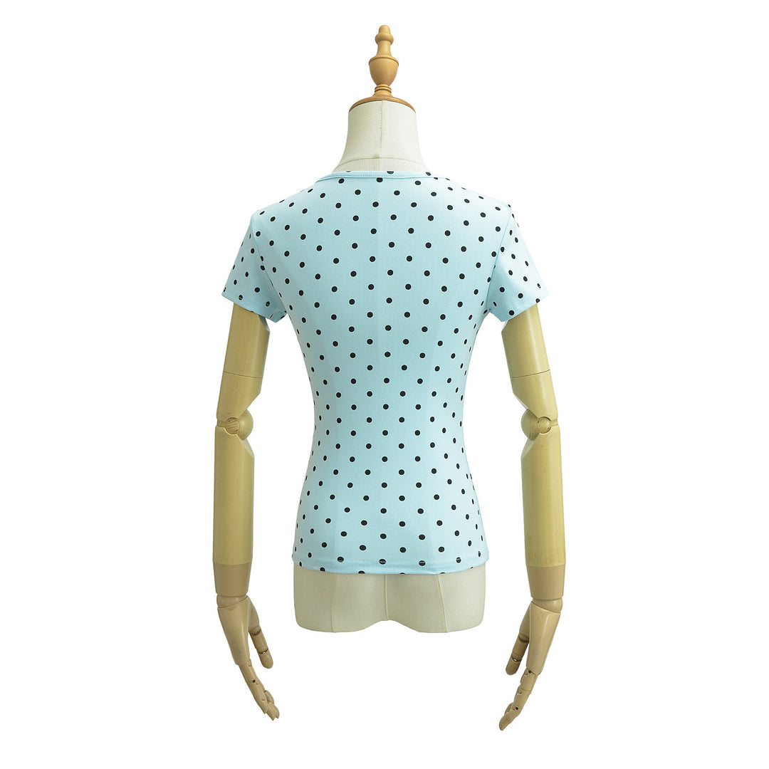 Dame T-shirt med polka-prikker og elastisk komfort Stilla