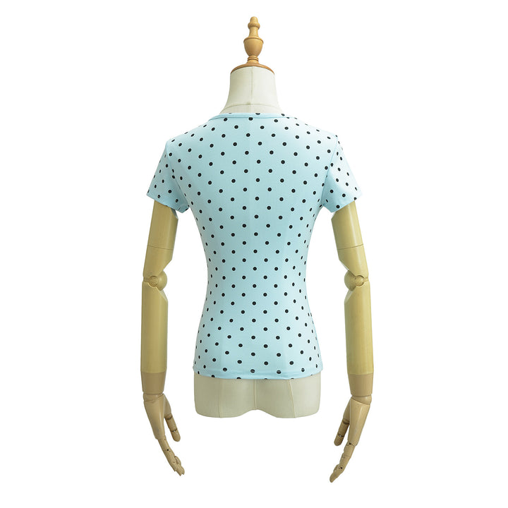 Dame T-shirt med polka-prikker og elastisk komfort Stilla