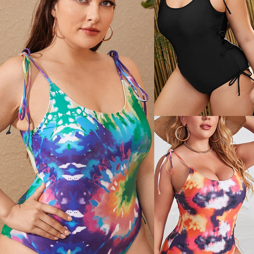 Dame one-piece badedragt med tropisk bladdesign og justerbare stropper Skovae