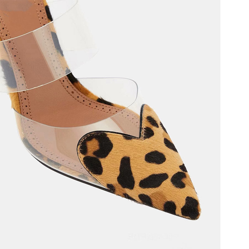 Femme Transparent Leopardenmønster Hæl Mules Stilla