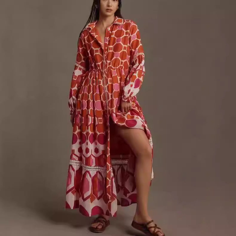 Dame Lang, transparent Kimono med florale motiver og knapdetaljer Stilla