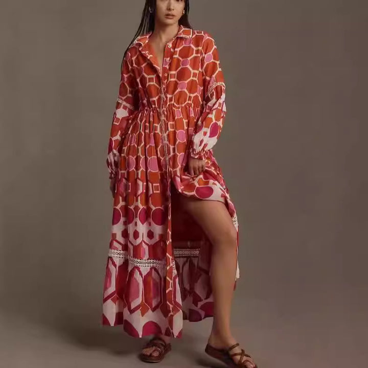 Dame Lang, transparent Kimono med florale motiver og knapdetaljer Stilla