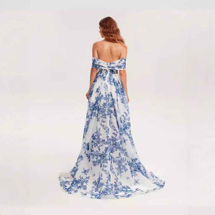 Kvinders maxikjole lavet af chiffon med blomstermønster Skovae