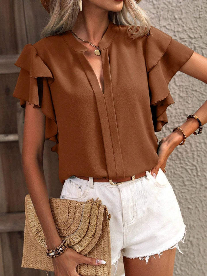 Dame elegant bluse med flæseærmer Stilla