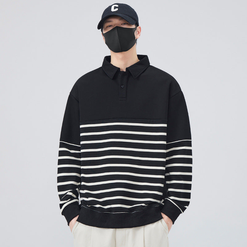 Stribet Pullover Sweatshirt til Herrer Stilla