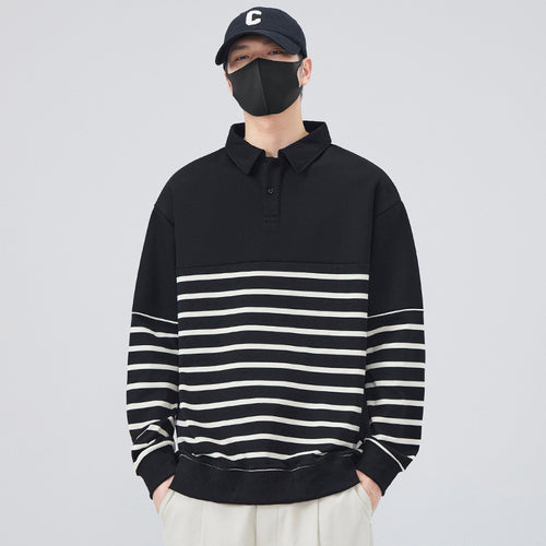 Stribet Pullover Sweatshirt til Herrer Stilla