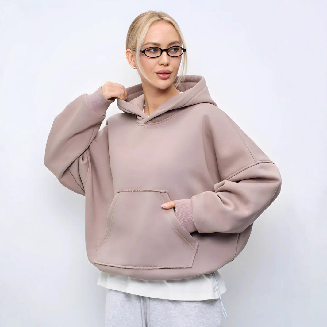 Kvinders casual oversized hættetrøje med kengurulomme og blødt foer Skovae