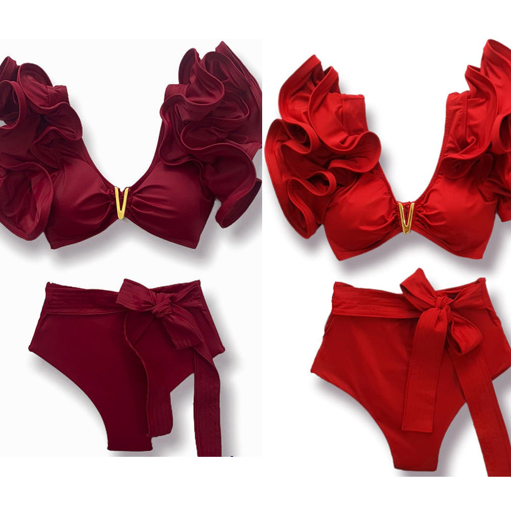 Dame bikini sæt med flæser og høj talje Stilla
