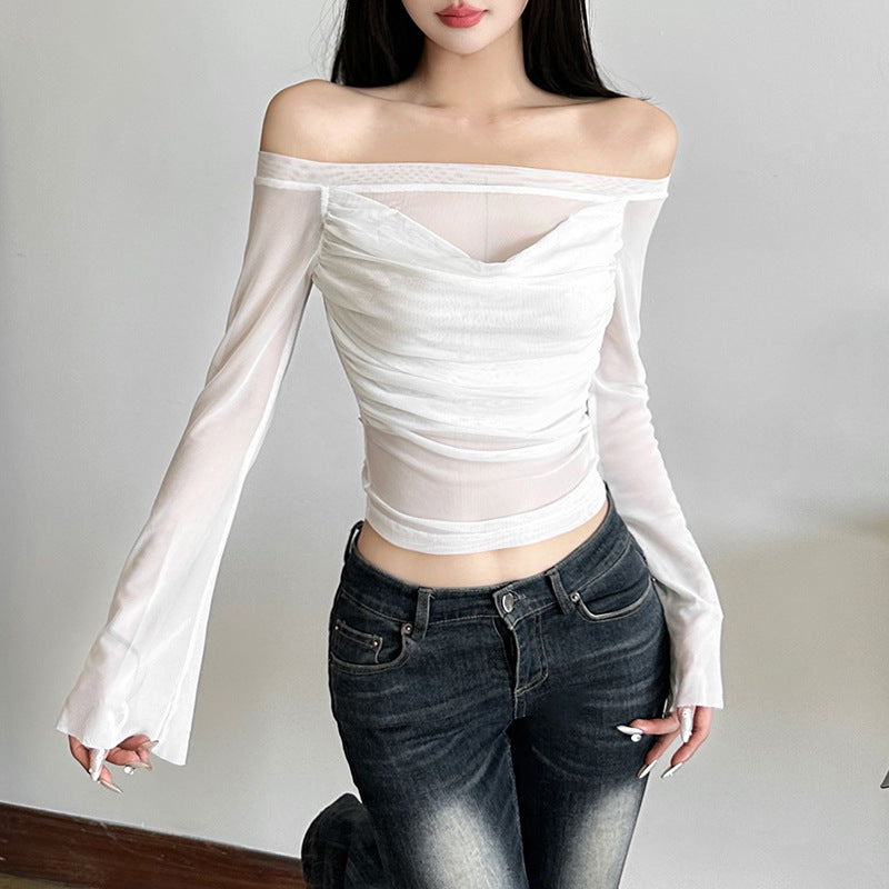 Damer Off-Shoulder Top med raffinerede flæsedetaljer Stilla