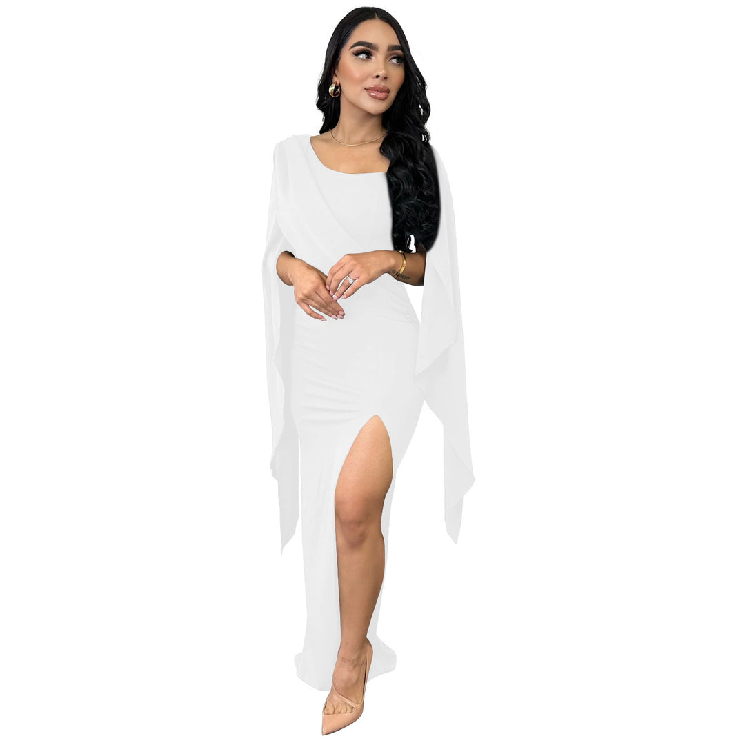 Dame Elegant Maxi-kjole med asymmetrisk overdel og sideslids Stilla