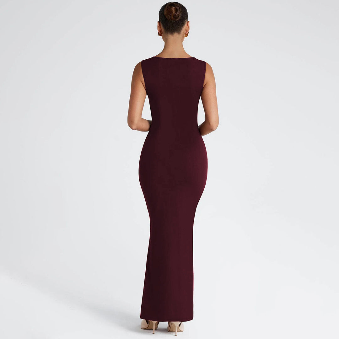 Dame Figurtilpasset Aftenkjole med Firkanthalsudskæring og elegant Drapering Stilla