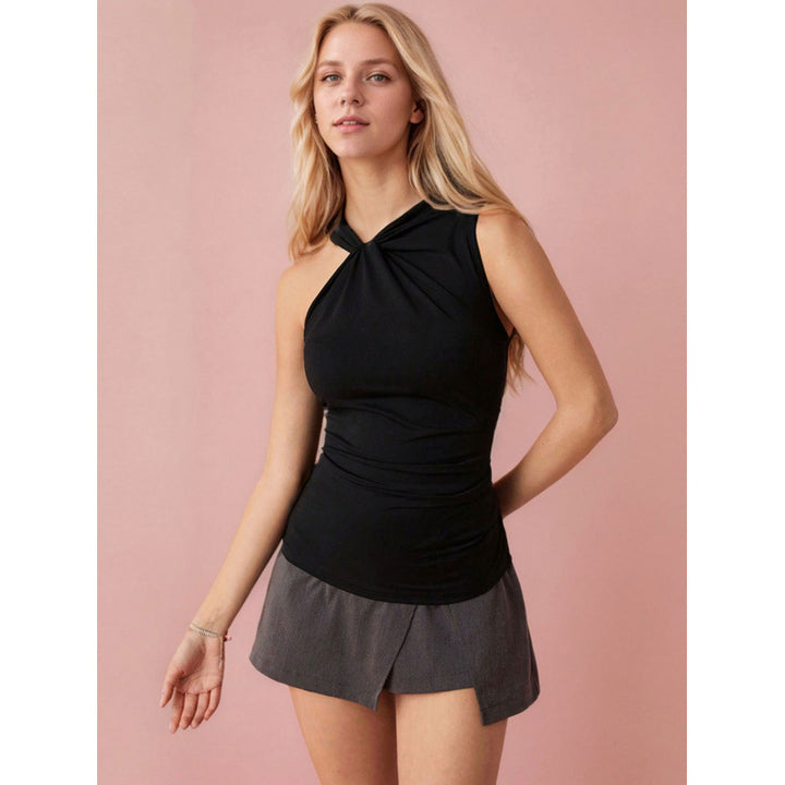 Damen Sportliches Tank-Top mit gefaltetem Ausschnitt und asymmetrischem Schnitt Skovae