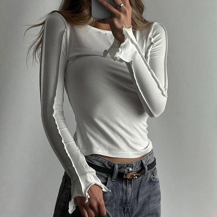 Femme Mode Langærmet top med unik udvidet søm Stilla
