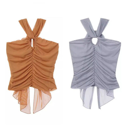 Dame Rynkede Rygudskæring Trend Bluse Stilla