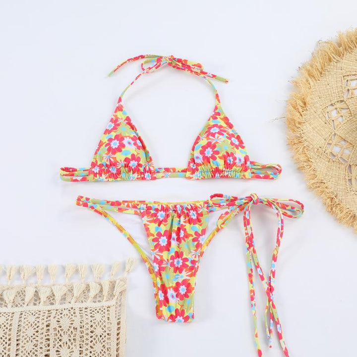 Damer Triangel-Bikini med justerbare bindebånd og legende blomstermotiv Stilla
