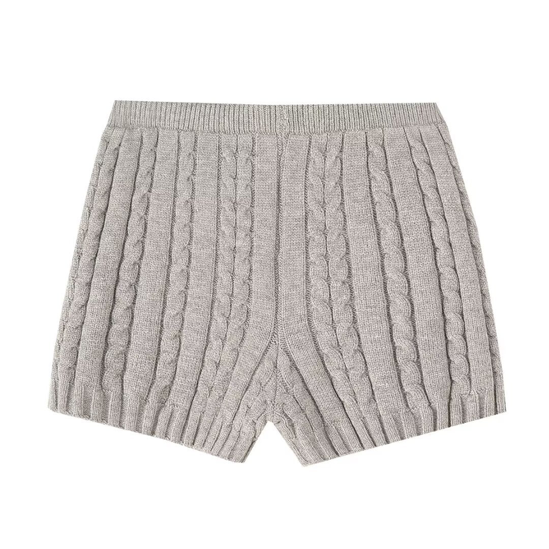 Dame strikshorts med ribstruktur og høj talje Stilla