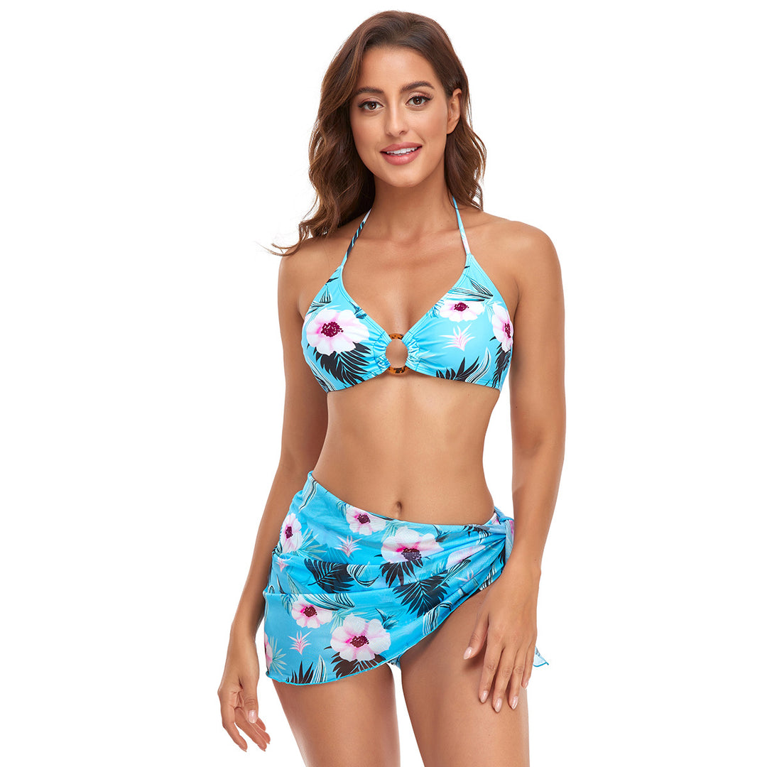 Dame bikini-sæt med smart knude-detalje og blomsterprint underdel Skovae
