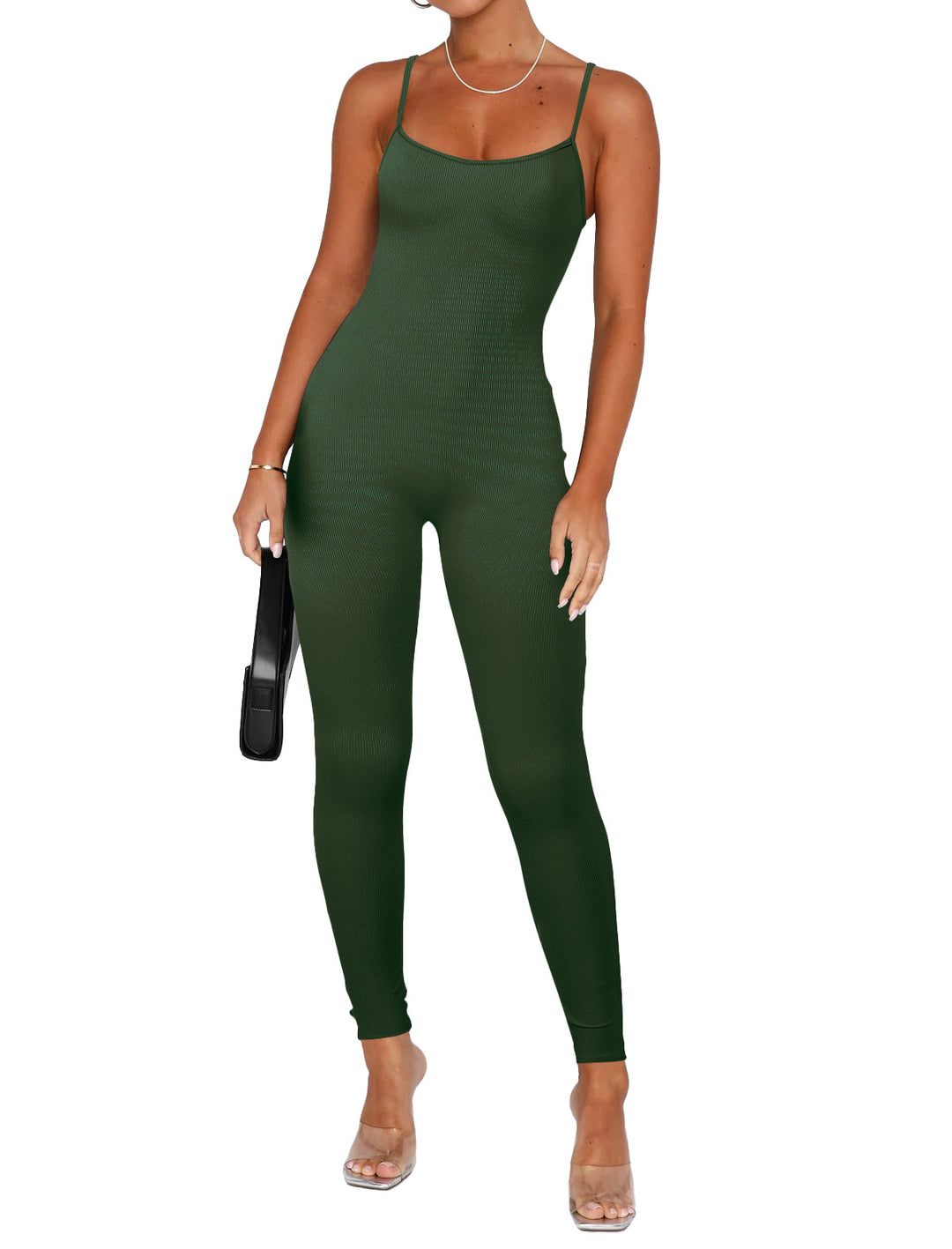 Dame figursyet jumpsuit med ribbet tekstur Stilla
