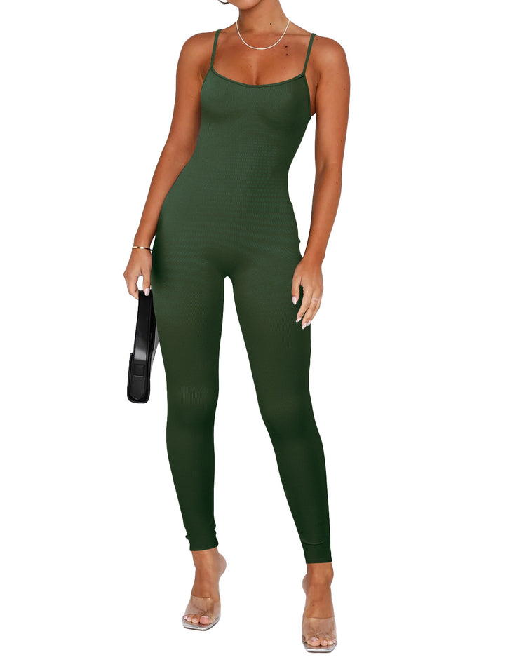 Dame figursyet jumpsuit med ribbet tekstur Stilla