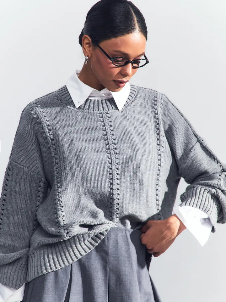 Kvindernes afslappede strikkede sweater med luftig struktur Stilla