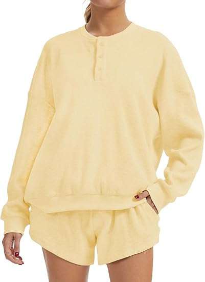 Kvinders afslappede oversized sweater og shorts sæt Stilla