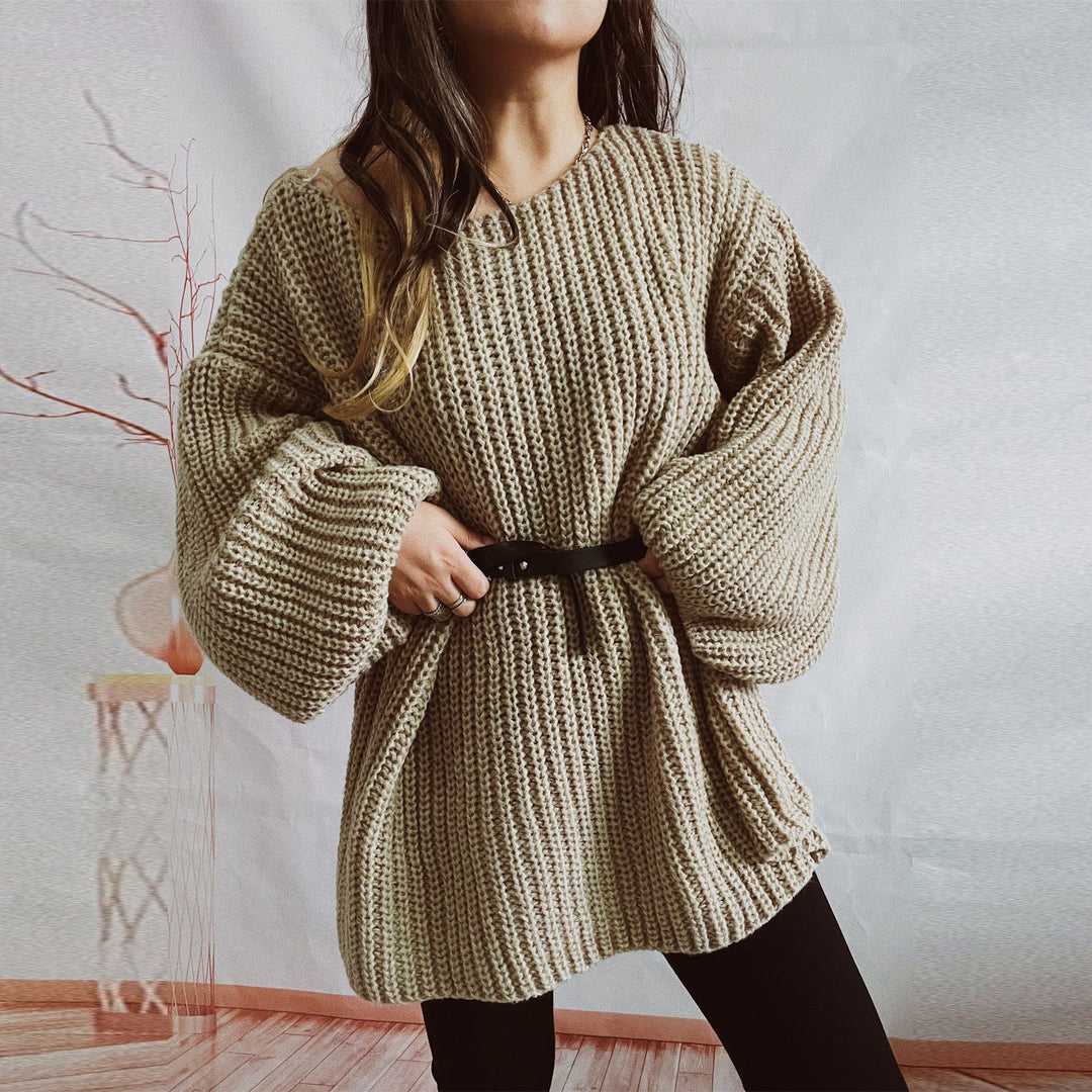 Kvinders afslappede strikket sweater med løs pasform og dropped shoulders Stilla