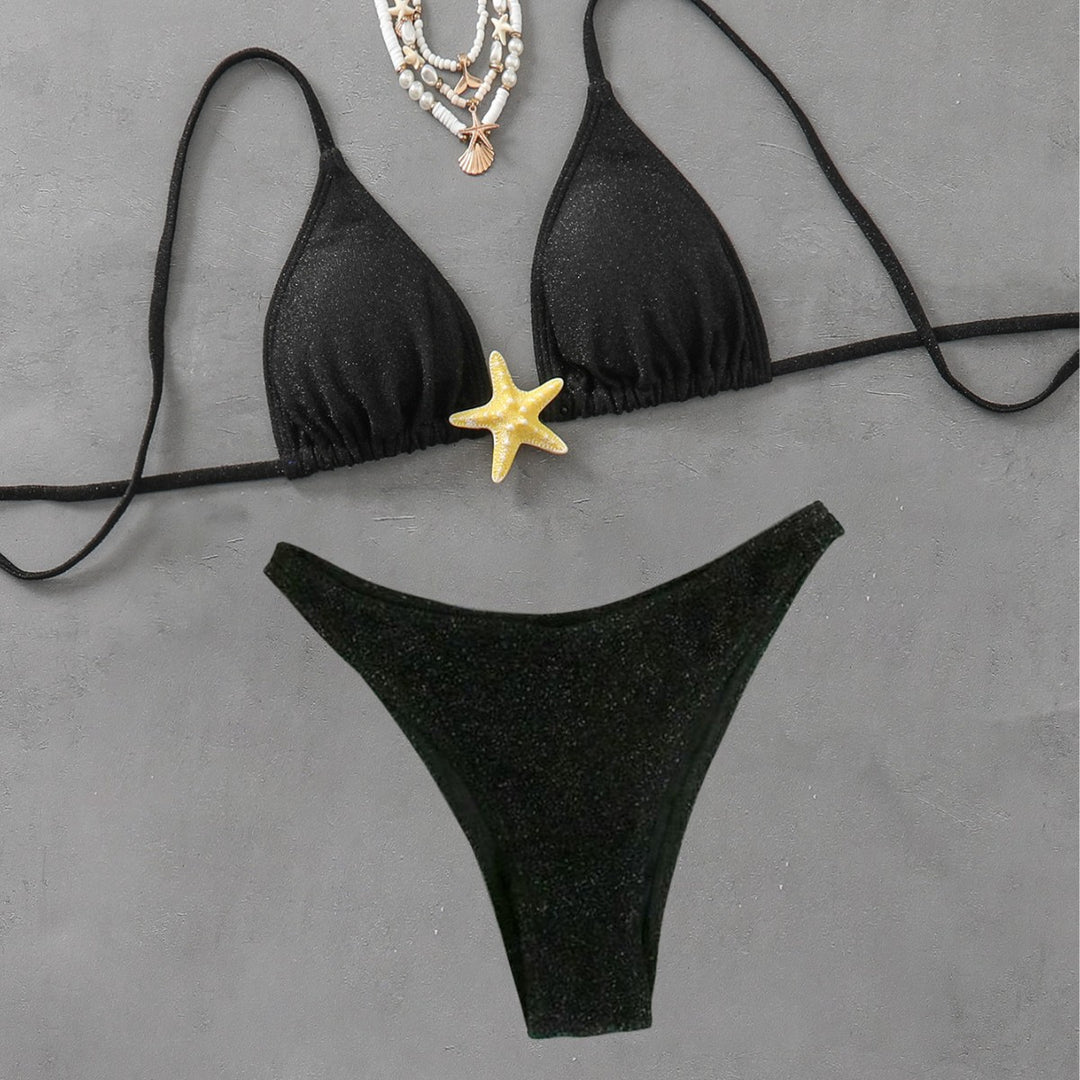 Dame triangel-bikini med trendy glimmer-effekt Skovae