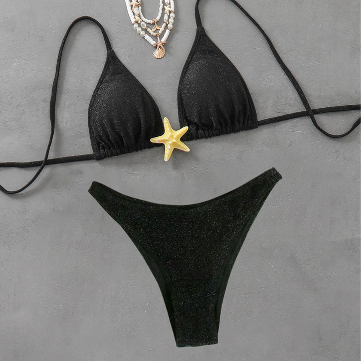 Dame triangel-bikini med trendy glimmer-effekt Skovae