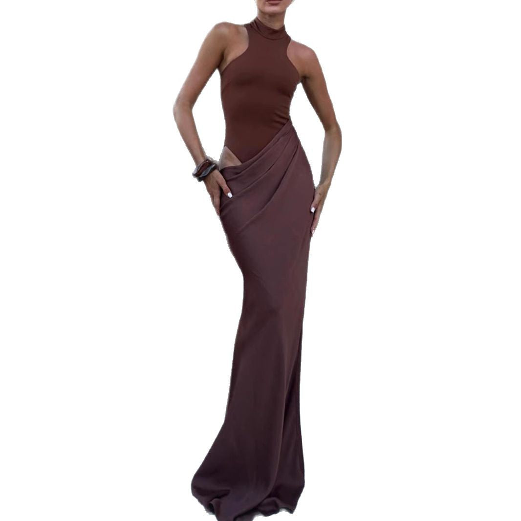 Dame maxi kjole med fashionable cut Skovae