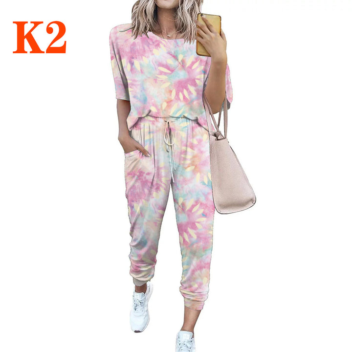 Dame afslappet jumpsuit med blomsterprint og elastisk bånd Stilla