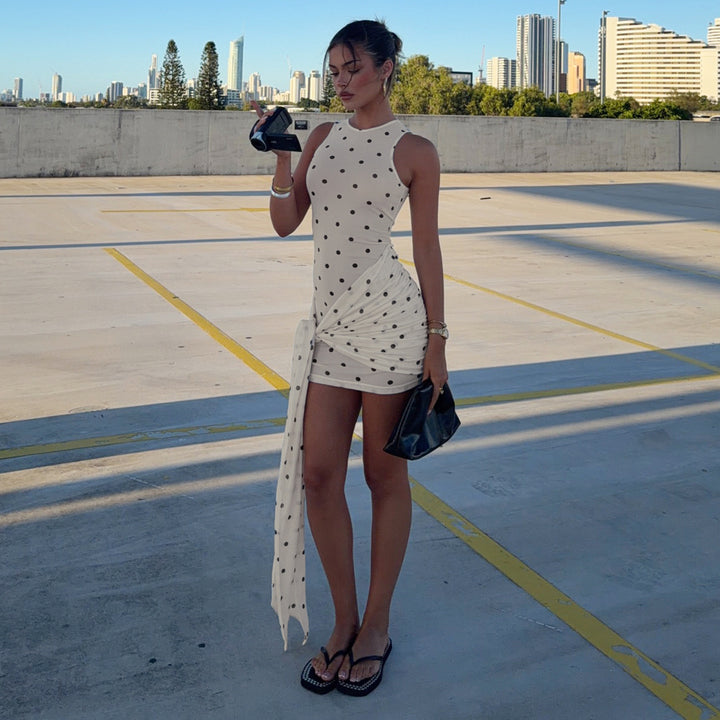 Damen asymmetrisches Wickelkleid mit einzigartigen Rüschendetails Skovae