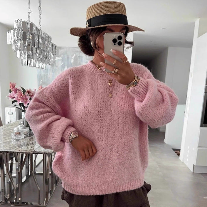 Dame luftig strikket sweater med voluminøse ærmer Stilla