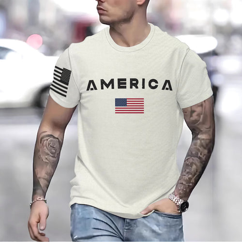 Herre T-shirt med kultagtigt USA-design og kvalitetsbomuld Stilla