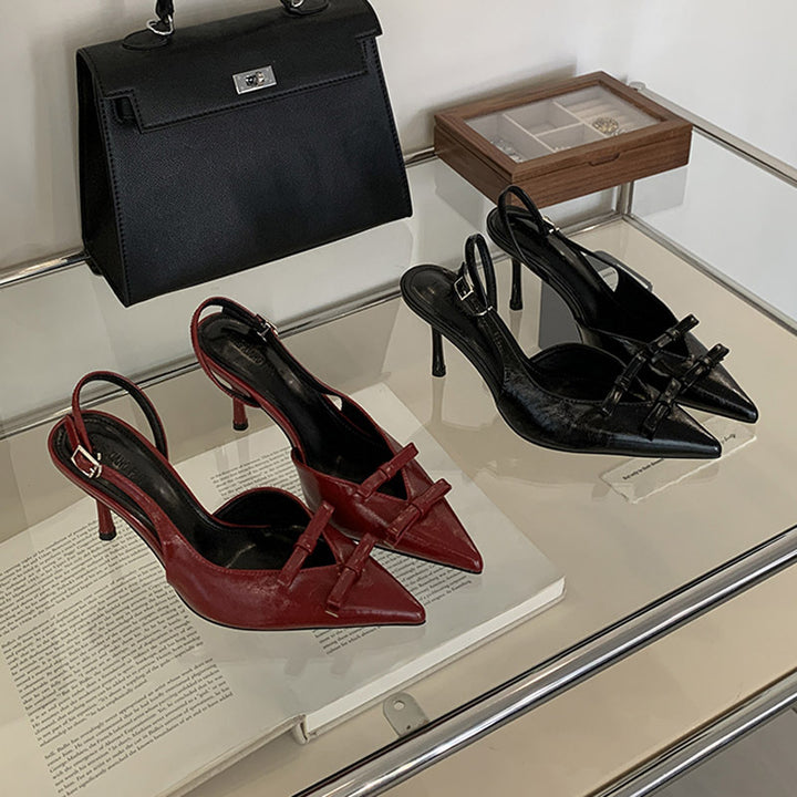 Damer Slingback Hæle med elegant bånddekoration og spids tåområde Stilla