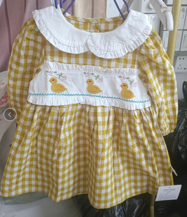 Pige Klassisk Skotsk Kjole med Broderet Detalje Stilla