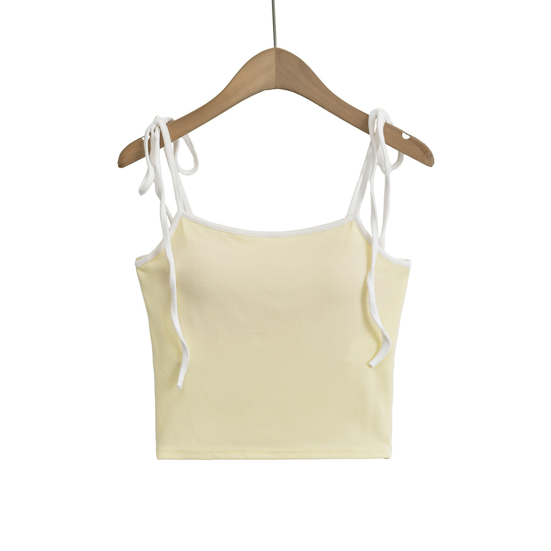 Dame Kortærmet Crop-Top med bindebånd Stilla