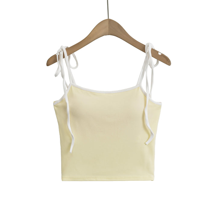 Dame Kortærmet Crop-Top med bindebånd Stilla