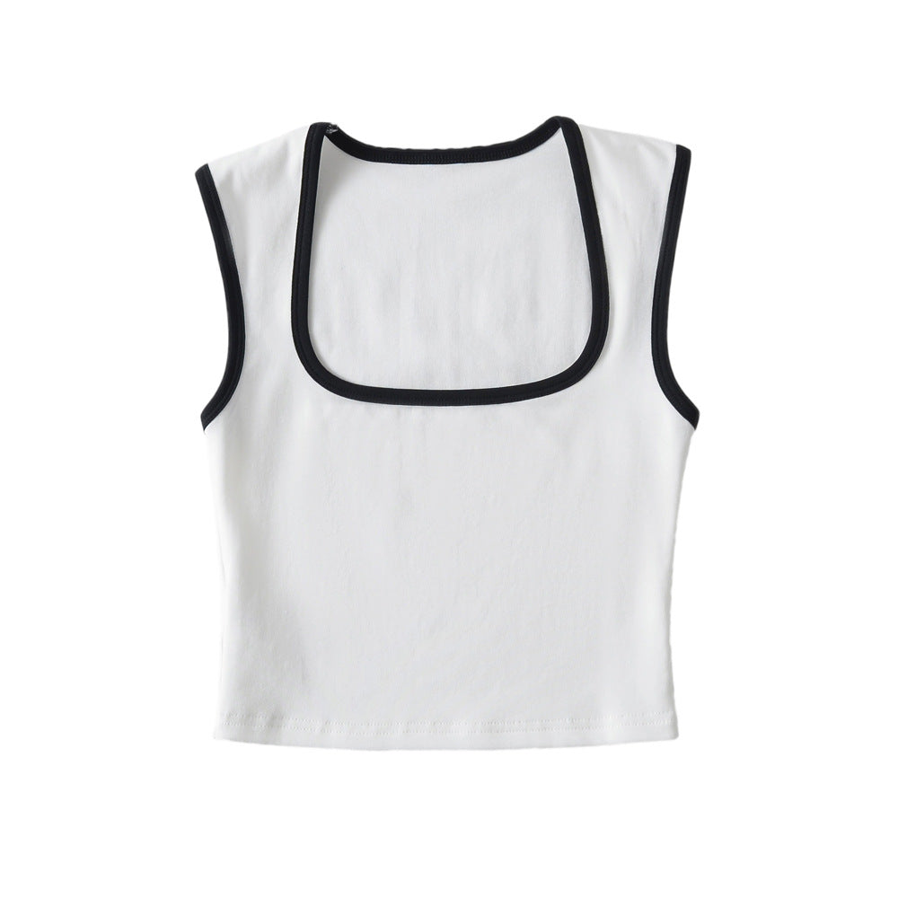 Dame Crop-Top med firkantet udskæring og smalle stropper Stilla