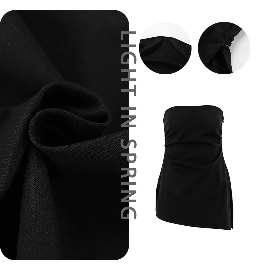 Dame Strapless Aftenkjole med asymmetrisk snit og kvalitetsstof Stilla