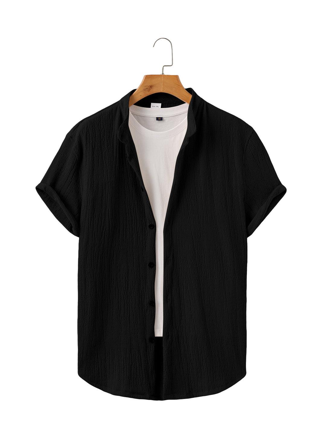 Herren nan lette krøllestruktur-overhem med oprettede ærmer afslappet overshirt-silhuet Skovae